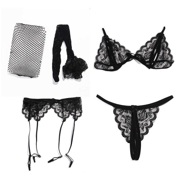 set 4pcs new women exotic underwear lingerie lace bralette bra with g-string and garter with stocking charming y2302, Red;black
set 4pcs new women exotic underwear lingerie lace bralette bra with g-string and garter with stocking charming y2302, Red;black