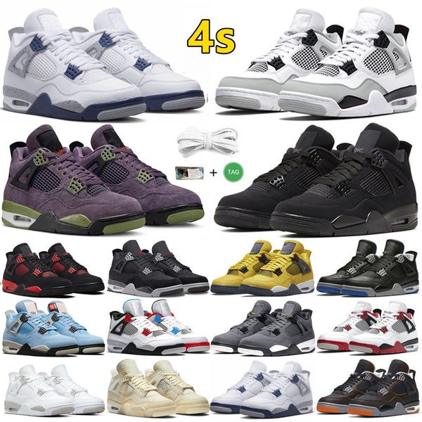 

4s 4 mens basketball shoes military black cat bred unc red thunder tour yellow white oreo shimmer sail what the fire red men women outdoor t