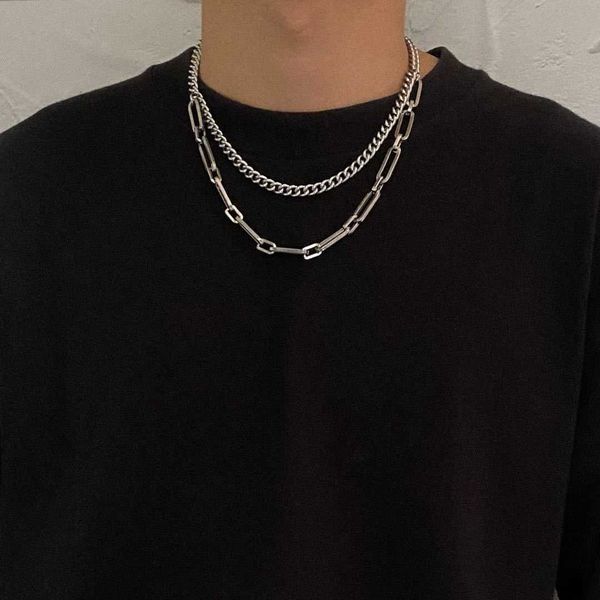 pendant necklaces fashion hip-hop style double stitching necklace geometric design hollow clavicle chain men's jewelry accessories gift, Silver
pendant necklaces fashion hip-hop style double stitching necklace geometric design hollow clavicle chain men's jewelry accessories gift, Silver