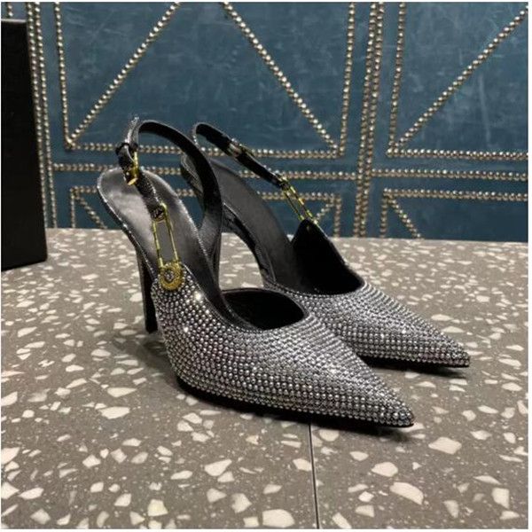 new slingback sandals evening shoes genuine suede inlay drill110mm pumps women heeled dress shoe fashion pointed toes stiletto heels luxury, Black
new slingback sandals evening shoes genuine suede inlay drill110mm pumps women heeled dress shoe fashion pointed toes stiletto heels luxury, Black