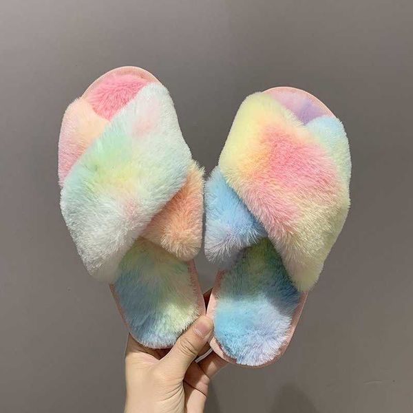 slippers 2022 european and american women's new rainbow cross hair slippers 3193 g230206, Black
slippers 2022 european and american women's new rainbow cross hair slippers 3193 g230206, Black