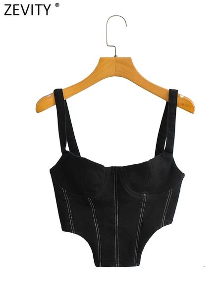 women's tanks camis zevity women chic bright line design corset denim sling tank high street lady summer back zipper slim crop 230204, White
women's tanks camis zevity women chic bright line design corset denim sling tank high street lady summer back zipper slim crop 230204, White