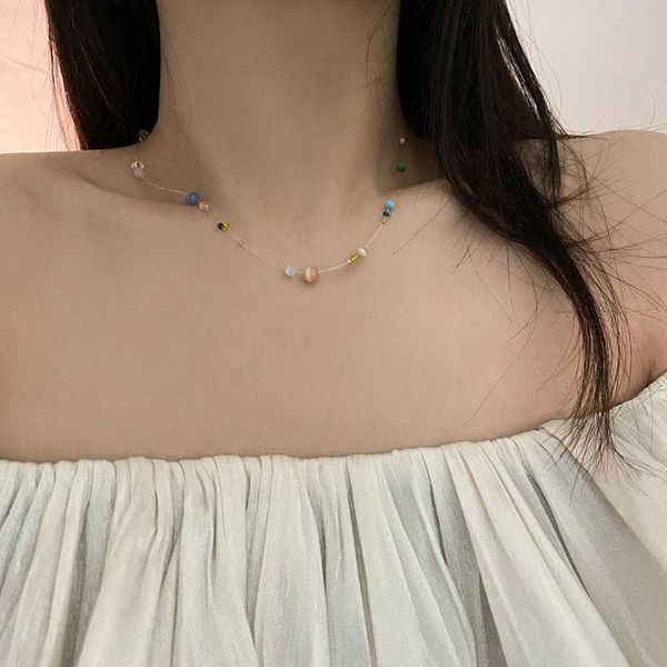 pendant s korean colored glass beaded fishing line for women summer simple sweet clavicle chain necklace aesthetic jewelry 0206, Silver
pendant s korean colored glass beaded fishing line for women summer simple sweet clavicle chain necklace aesthetic jewelry 0206, Silver