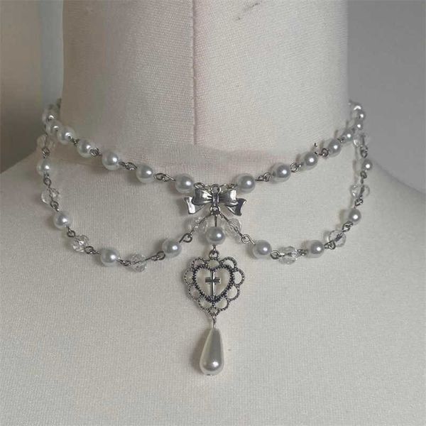 pendant necklaces handmade pearls rosary style necklace with imitation white crystal beads beautiful bows and heart-shaped ornaments 0206, Silver
pendant necklaces handmade pearls rosary style necklace with imitation white crystal beads beautiful bows and heart-shaped ornaments 0206, Silver