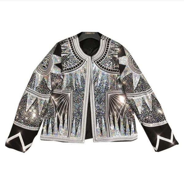 women shiny jacket 2023 silver sequins geometric bomber jackets o neck nationality embroid coat casual outerwear female clothing w349, Black;brown
women shiny jacket 2023 silver sequins geometric bomber jackets o neck nationality embroid coat casual outerwear female clothing w349, Black;brown