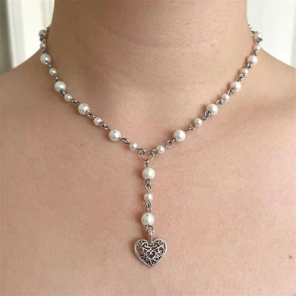 pendant necklaces white pearl rosary with heart charm beaded handmade fairy fairycore necklace grunge cottagecore jewellery 0206, Silver
pendant necklaces white pearl rosary with heart charm beaded handmade fairy fairycore necklace grunge cottagecore jewellery 0206, Silver