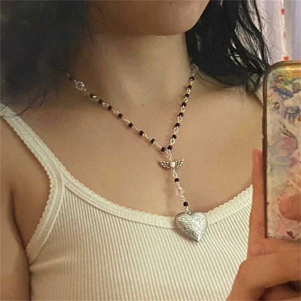 pendant s handmade heart locket fairy charm rosary style necklace grunge gothic fairycore 0206, Silver
pendant s handmade heart locket fairy charm rosary style necklace grunge gothic fairycore 0206, Silver