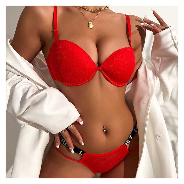 set red with letters lace steel ring comfortable fashion thin under thick bra underwear set y2302, Red;black
set red with letters lace steel ring comfortable fashion thin under thick bra underwear set y2302, Red;black