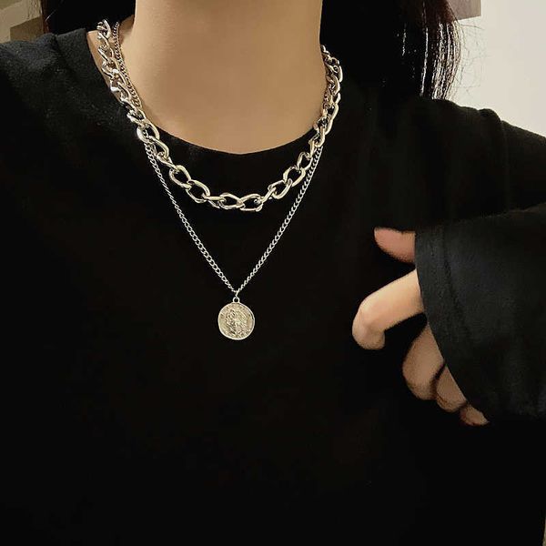 pendant s retro portrait exaggerated thick double layer cool hip hop necklace short clavicle chain accessories 0206, Silver
pendant s retro portrait exaggerated thick double layer cool hip hop necklace short clavicle chain accessories 0206, Silver