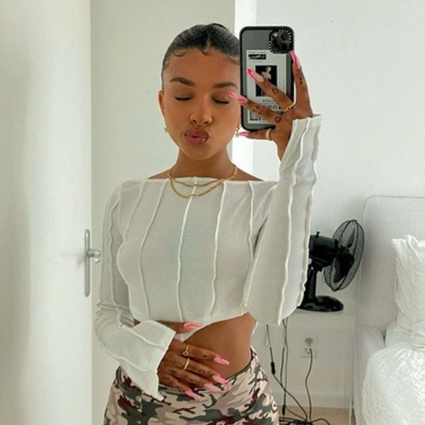 women's t-shirt european and american high street fashion round stitching solid color slim neck short-sleeved t-shirt line texture t-sh, White
women's t-shirt european and american high street fashion round stitching solid color slim neck short-sleeved t-shirt line texture t-sh, White
