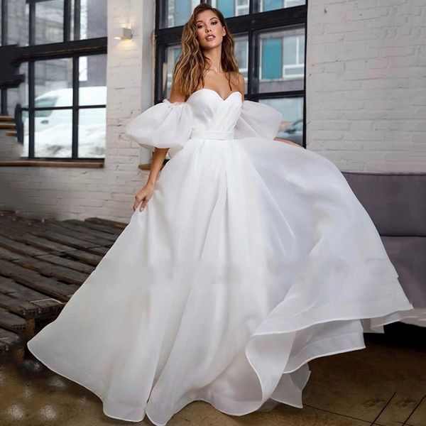 princess organza wedding dress puff short sleeve plus size bridal lace up back a line bridal gown vestidos de novia custom made robe de mari, White
princess organza wedding dress puff short sleeve plus size bridal lace up back a line bridal gown vestidos de novia custom made robe de mari, White