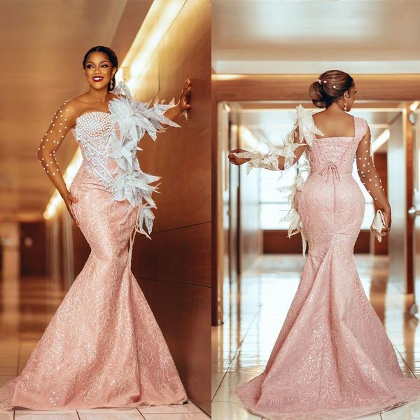 pink pearls mermaid evening dresses elegant beads lace illusion full sleeve applique evening gowns custom made, Black;red
pink pearls mermaid evening dresses elegant beads lace illusion full sleeve applique evening gowns custom made, Black;red