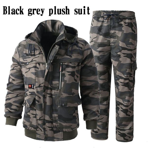 men's tracksuits men's suit thickened velvet cashmere camouflage warm windproof hooded work clothes construction machinery labor p, Gray
men's tracksuits men's suit thickened velvet cashmere camouflage warm windproof hooded work clothes construction machinery labor p, Gray