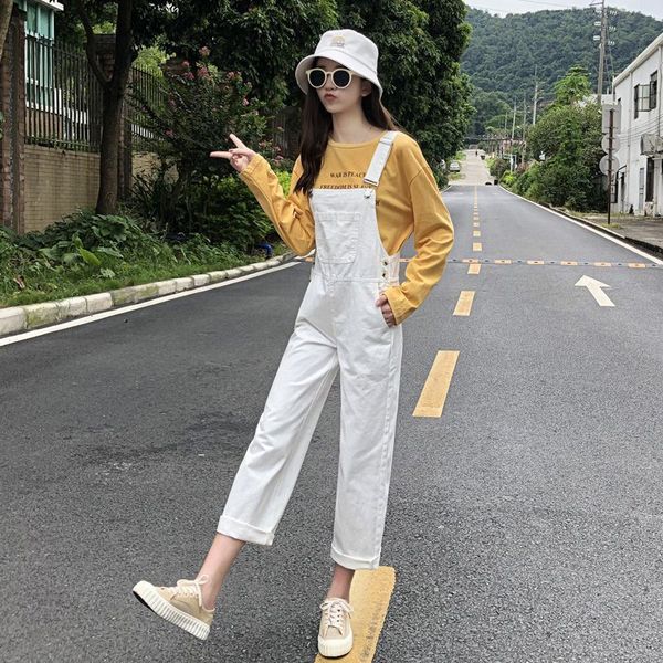 women's jeans white denim suspender pant loose slimming high waist all matching wide leg trousers casual overalls 230206, Blue
women's jeans white denim suspender pant loose slimming high waist all matching wide leg trousers casual overalls 230206, Blue