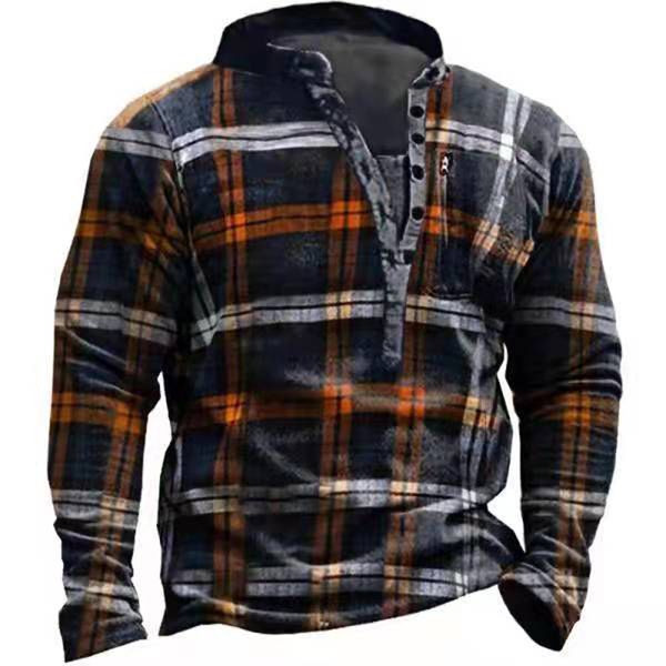men's hoodies sweatshirts fashion casual buttons vneck sweatshirt men tees spring long sleeve vintage plaid printing pullovers mens lo, Black
men's hoodies sweatshirts fashion casual buttons vneck sweatshirt men tees spring long sleeve vintage plaid printing pullovers mens lo, Black