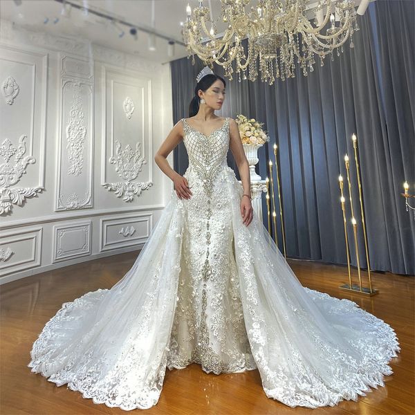 luxury arabic dubai wedding dress v-neck crystal beads flowers backless lace plus size mermaid bridal gown vestidos de novia custom made rob, White
luxury arabic dubai wedding dress v-neck crystal beads flowers backless lace plus size mermaid bridal gown vestidos de novia custom made rob, White