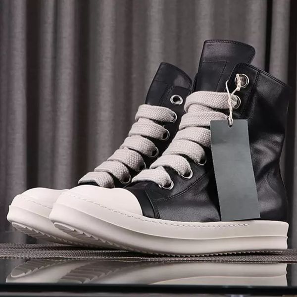 high street rick shoes minimalist style genuine leather sneakers jumbo shoeslace men's casual shoes owens designer women's boots f, Black
high street rick shoes minimalist style genuine leather sneakers jumbo shoeslace men's casual shoes owens designer women's boots f, Black