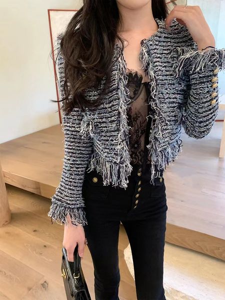 balm 2023 women's brand spring jacket new women's autumn winter jacket fashion logo tassel tweed coat cardigan designer high-grade, Black;brown
balm 2023 women's brand spring jacket new women's autumn winter jacket fashion logo tassel tweed coat cardigan designer high-grade, Black;brown