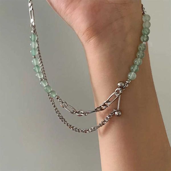 pendant new korean fashion natural green stone beads chains necklace for men women temperament choker necklaces party night club jewelry 020, Silver
pendant new korean fashion natural green stone beads chains necklace for men women temperament choker necklaces party night club jewelry 020, Silver