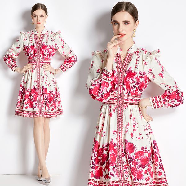 2023 lantern sleeve print party mini dress women vintage ribbon lace up bow stand collar designer red dresses high waist ladies birthday din, Black;gray
2023 lantern sleeve print party mini dress women vintage ribbon lace up bow stand collar designer red dresses high waist ladies birthday din, Black;gray