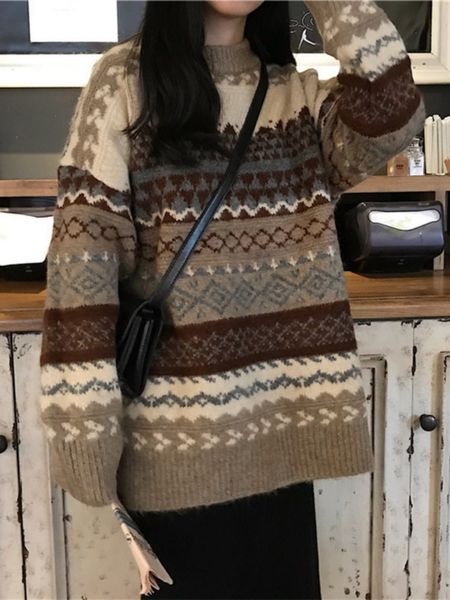 women's sweaters h sa women winter pullover knit jumpers loose striped pull casual argyle jerseys mujer invierno 230206, White;black
women's sweaters h sa women winter pullover knit jumpers loose striped pull casual argyle jerseys mujer invierno 230206, White;black