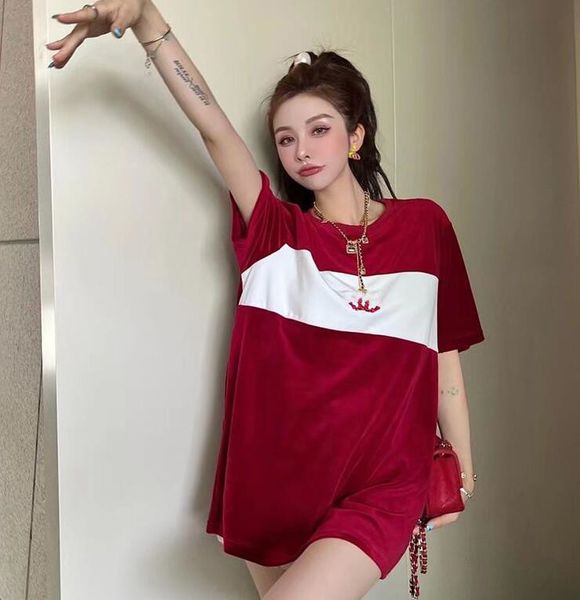 23ss new women's t-shirt luxury brand casual contrast velvet easy long style women designer t-shirt pajamas, White
23ss new women's t-shirt luxury brand casual contrast velvet easy long style women designer t-shirt pajamas, White