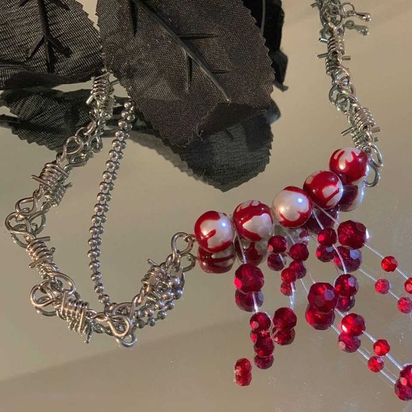 creative punk y2k jewelry bloody pearl thorns chains choker necklace exquisite red crystal tassel pendant necklaces for women 0206, Silver
creative punk y2k jewelry bloody pearl thorns chains choker necklace exquisite red crystal tassel pendant necklaces for women 0206, Silver