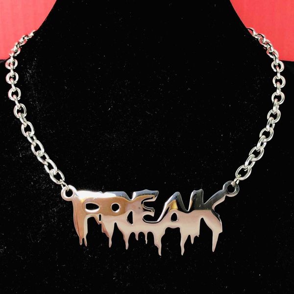 s punk freak letter metal pendant for women girl halloween dripping blood shape choker necklace cool hip hop jewelry 2020 0206, Silver
s punk freak letter metal pendant for women girl halloween dripping blood shape choker necklace cool hip hop jewelry 2020 0206, Silver