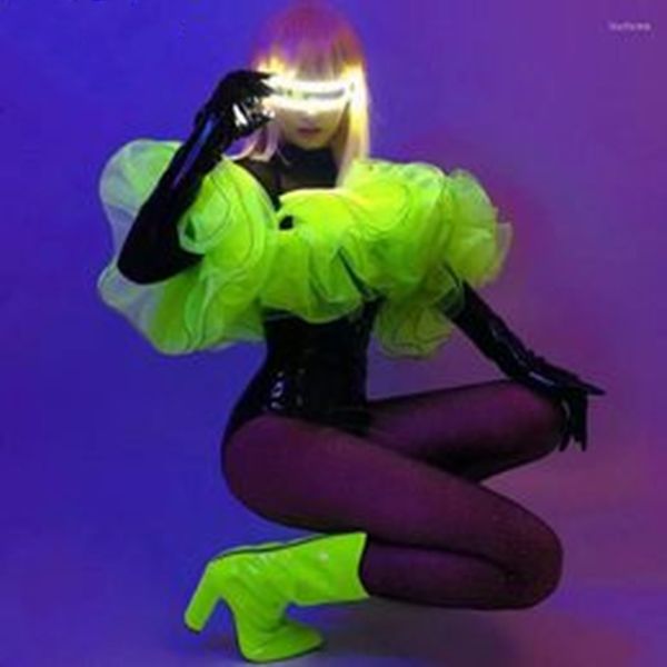 stage wear bar nightclub fluorescent green dance costume black leather high slit bodysuit gloves festival rave outfit for dancer, Black;red
stage wear bar nightclub fluorescent green dance costume black leather high slit bodysuit gloves festival rave outfit for dancer, Black;red