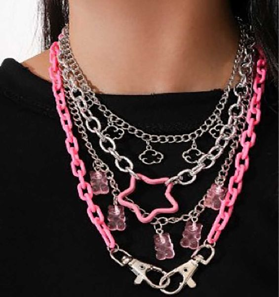 hyperbole multilayer pink resin star cute cartoon bear pendant necklaces for women trendy 2021 hiphop cloud animal choker party 0206, Silver
hyperbole multilayer pink resin star cute cartoon bear pendant necklaces for women trendy 2021 hiphop cloud animal choker party 0206, Silver