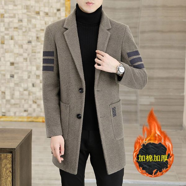 men's wool blends woolen men's long autumn winter korean version of leisure slim fashion comfortable woollen overcoat plus cotton, Black
men's wool blends woolen men's long autumn winter korean version of leisure slim fashion comfortable woollen overcoat plus cotton, Black