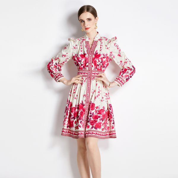 2023 vintage fashion v-neck print mini dress with belt women long sleeve high waist party dinner designer dresses for special occasion ladie, Black;gray
2023 vintage fashion v-neck print mini dress with belt women long sleeve high waist party dinner designer dresses for special occasion ladie, Black;gray
