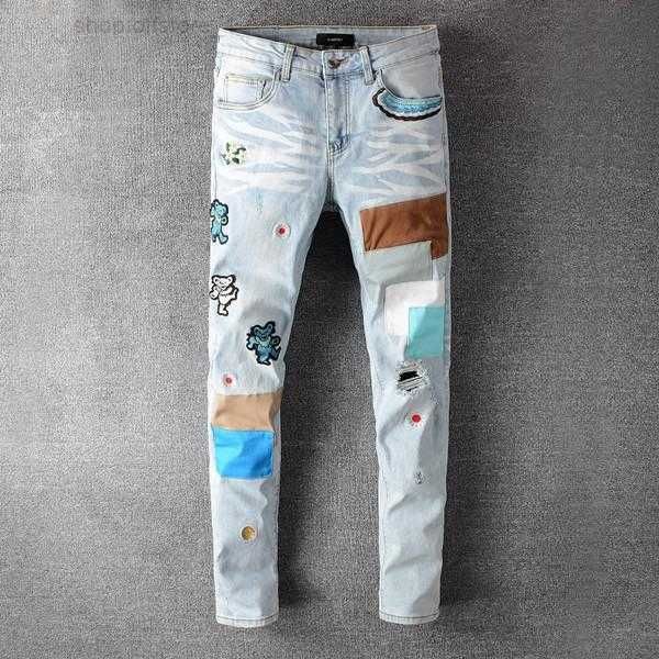 2021 jeans distressed motorcycle biker jean rock skinny slim ripped hole letter brand hip hop denim pants 21ss 7 8z5n, Blue
2021 jeans distressed motorcycle biker jean rock skinny slim ripped hole letter brand hip hop denim pants 21ss 7 8z5n, Blue