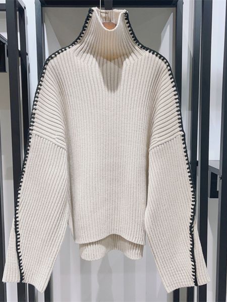 women's sweaters autumn winter turtleneck shoulder drop bump color loose jumper pullover woman 230206, White;black
women's sweaters autumn winter turtleneck shoulder drop bump color loose jumper pullover woman 230206, White;black