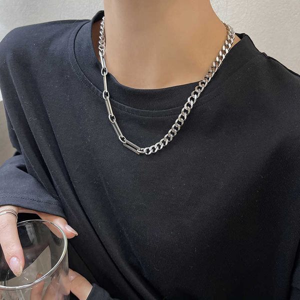 pendant necklaces new stitching stainless steel cuban link chain necklace for women 2021 punk statement korean choker female party hip hop j, Silver
pendant necklaces new stitching stainless steel cuban link chain necklace for women 2021 punk statement korean choker female party hip hop j, Silver