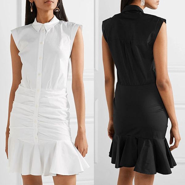 dresses summer 2023 new fashion cotton single-breasted slim fish tail temperament dress, White;black
dresses summer 2023 new fashion cotton single-breasted slim fish tail temperament dress, White;black