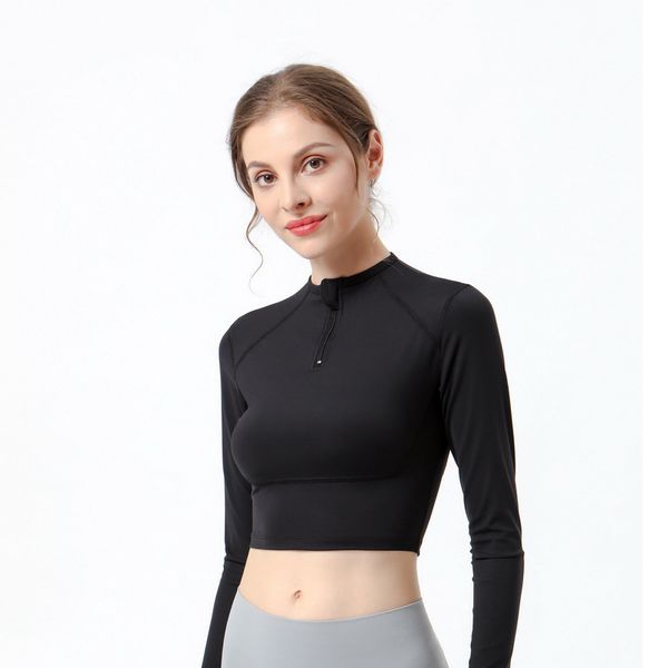 active shirts & tees autumn and winter solid color tight zip running fitness yoga women's t-shirt long sleeve
active shirts & tees autumn and winter solid color tight zip running fitness yoga women's t-shirt long sleeve