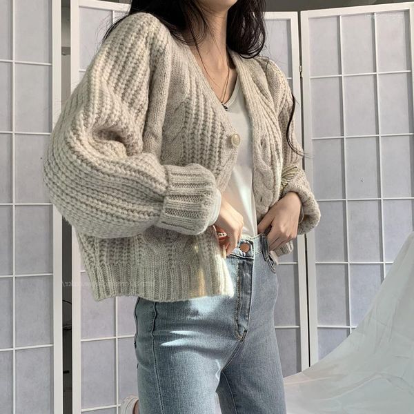 women's knits cropped cardigans women loose v-neck fall chic youth sweater knitwear korean version elegant tender harajuku all-match ba, White
women's knits cropped cardigans women loose v-neck fall chic youth sweater knitwear korean version elegant tender harajuku all-match ba, White