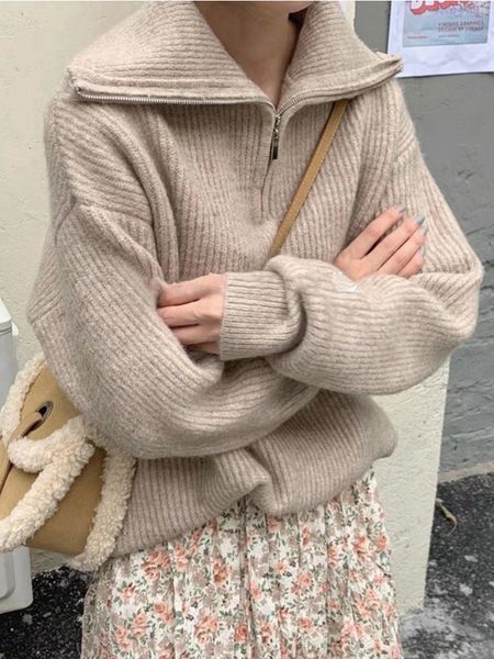 women's sweater sweater oversize zipper knitted pullover long sleeve solid color loose ladies autumn winter turtleneck 230206, White;black
women's sweater sweater oversize zipper knitted pullover long sleeve solid color loose ladies autumn winter turtleneck 230206, White;black