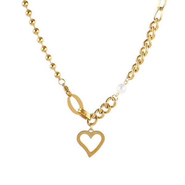 fashion natural pearl heart pendant necklace golden metal stainless steel jewelry punk thick chain choker necklaces for women 0206, Silver
fashion natural pearl heart pendant necklace golden metal stainless steel jewelry punk thick chain choker necklaces for women 0206, Silver