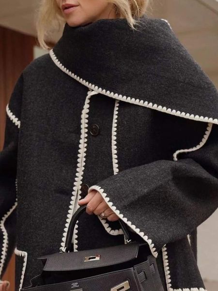 women's knits tees tot tassel scarf collar woolen coat crochet loose black coat women 230206, White
women's knits tees tot tassel scarf collar woolen coat crochet loose black coat women 230206, White