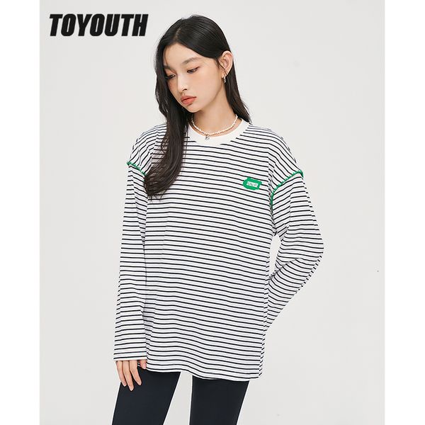 women's t-shirt toyouth women tees autumn long sleeve o neck loose t-shirt pure cotton black white stripes casual streetwear 230206
women's t-shirt toyouth women tees autumn long sleeve o neck loose t-shirt pure cotton black white stripes casual streetwear 230206