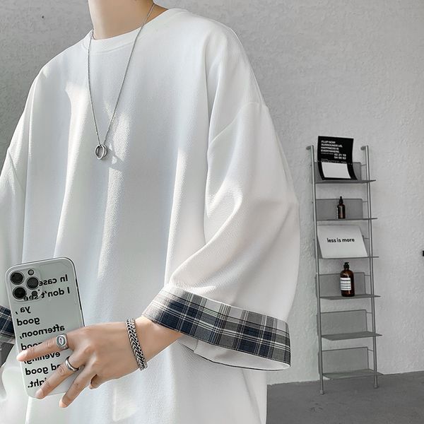 men's t-shirts spring summer men's t-shirts women oversized 2xl korean style loose plaid t-shirt casual seven sleeves t-shirt male, White;black
men's t-shirts spring summer men's t-shirts women oversized 2xl korean style loose plaid t-shirt casual seven sleeves t-shirt male, White;black