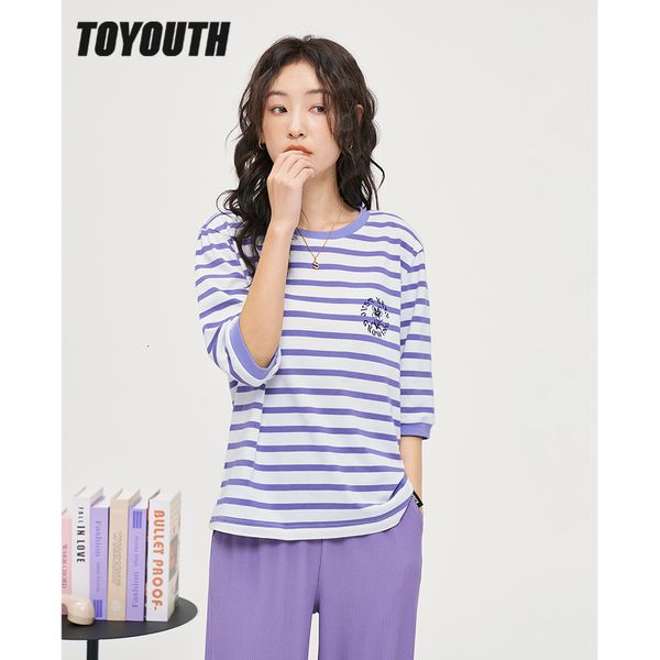 women's t-shirt toyouth women tees autumn three quarter sleeves o neck loose t-shirt stripe pure cotton casual streetwear 230206, White
women's t-shirt toyouth women tees autumn three quarter sleeves o neck loose t-shirt stripe pure cotton casual streetwear 230206, White