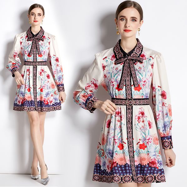 2023 long sleeve print mini dress women designer ribbon bow vintage button shirt dresses fine elegant ladies birthday dinner high waist slim, Black;gray
2023 long sleeve print mini dress women designer ribbon bow vintage button shirt dresses fine elegant ladies birthday dinner high waist slim, Black;gray