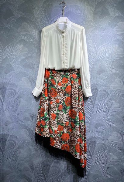 spring 2023 new women's dress, stand neck colorful long sleeve shirt with skirt, White
spring 2023 new women's dress, stand neck colorful long sleeve shirt with skirt, White