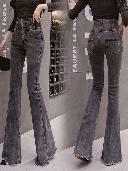 women's jeans fashion women's autumn high waist slimming retro brushed stretch drape flared trousers korean women clothing 230206, Blue
women's jeans fashion women's autumn high waist slimming retro brushed stretch drape flared trousers korean women clothing 230206, Blue