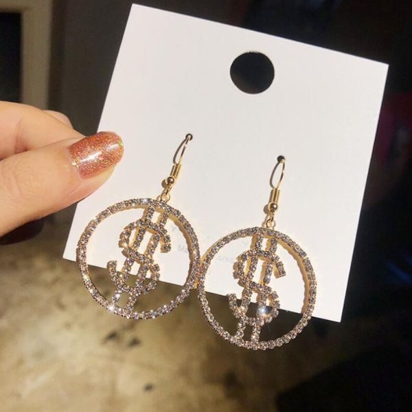 18k gold silver plated crystal dollar sign dangle earrings for women girls diamond circle hook earrings fashion jewelry wholesale price
18k gold silver plated crystal dollar sign dangle earrings for women girls diamond circle hook earrings fashion jewelry wholesale price