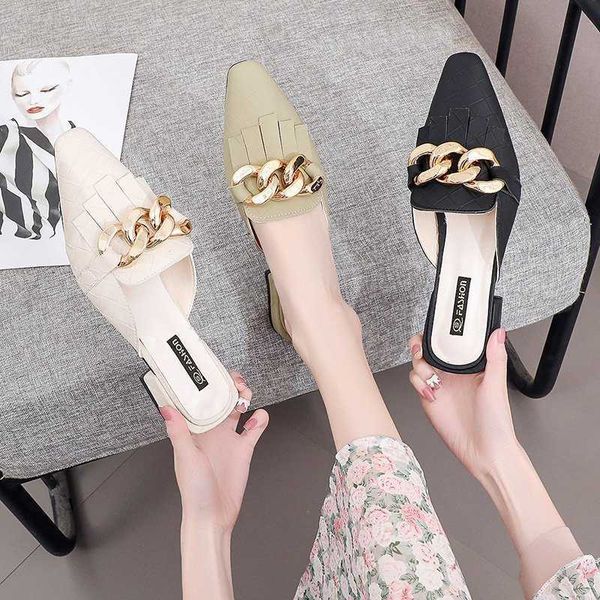 sandals sweet chain female slippers slipons shoes spring summer sandals 2022 women's mules shoes women ladies slides sandalias j230207, Black
sandals sweet chain female slippers slipons shoes spring summer sandals 2022 women's mules shoes women ladies slides sandalias j230207, Black