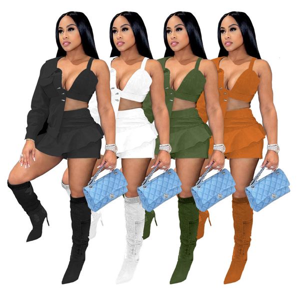 2023 women fashion two piece dress spring summer denim 2 piece sets solid color clothing dhl 9226, White
2023 women fashion two piece dress spring summer denim 2 piece sets solid color clothing dhl 9226, White